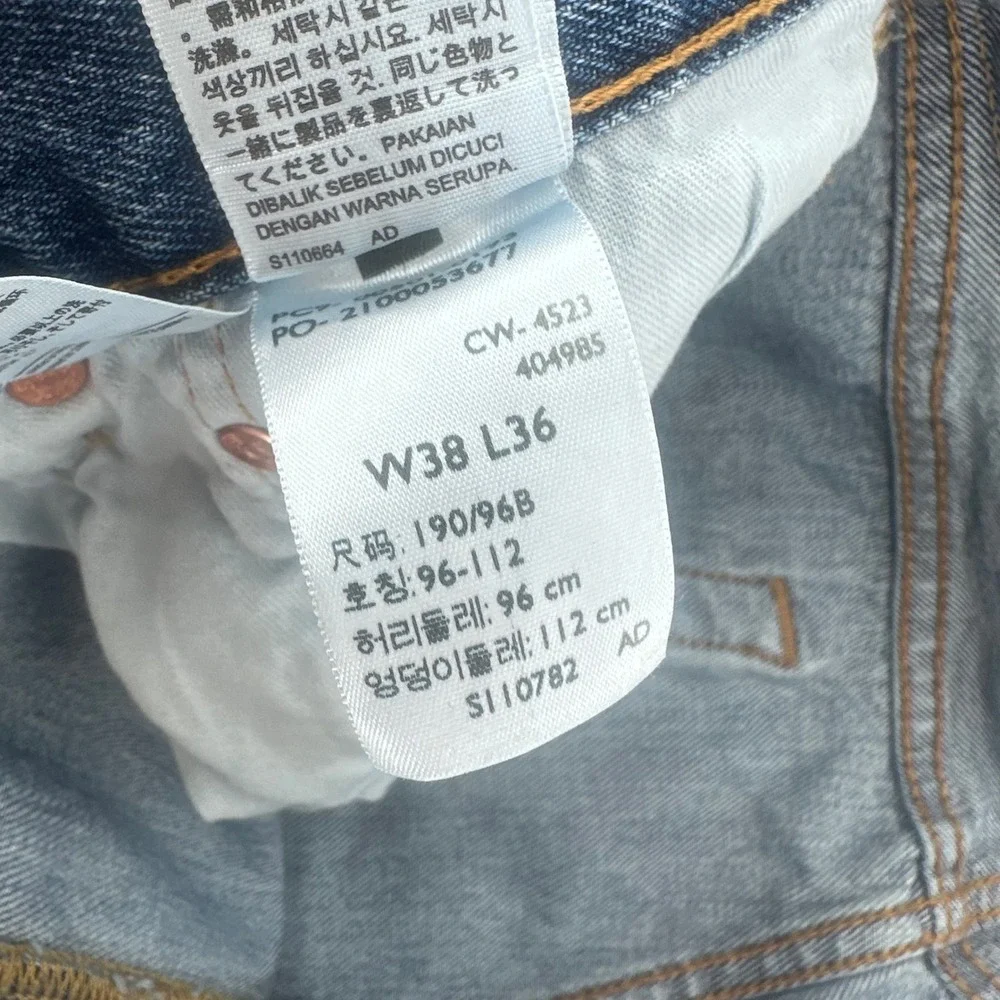 Levi's 501 Original Jeans Mens 38x36 (Fits 36x34) Blue Button Fly Straight Denim